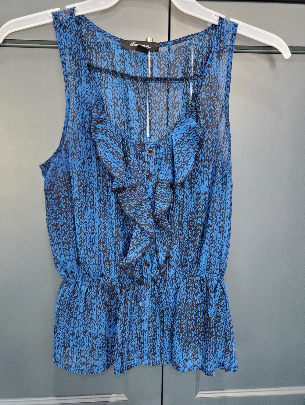 Forever21 sleeveless sheer tank top Blue Black Size M Forever 21